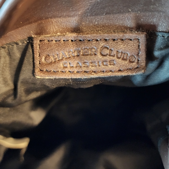 Charter Club Classics Medium Brown Leather Sling Backpack Purse with Drawstring. - Picture 2 of 9